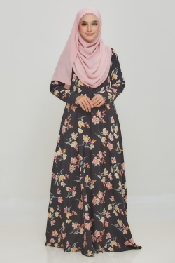 JUBAH PRINTED 39.06 - BLACK